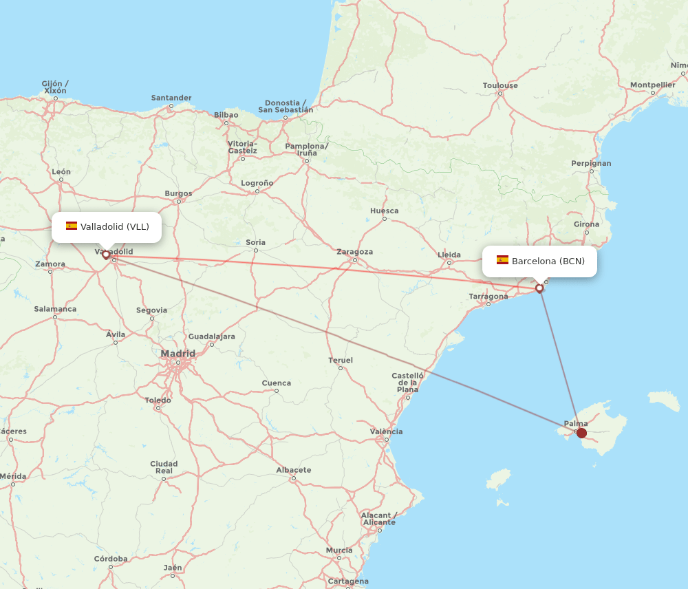 BCN-VLL flight routes