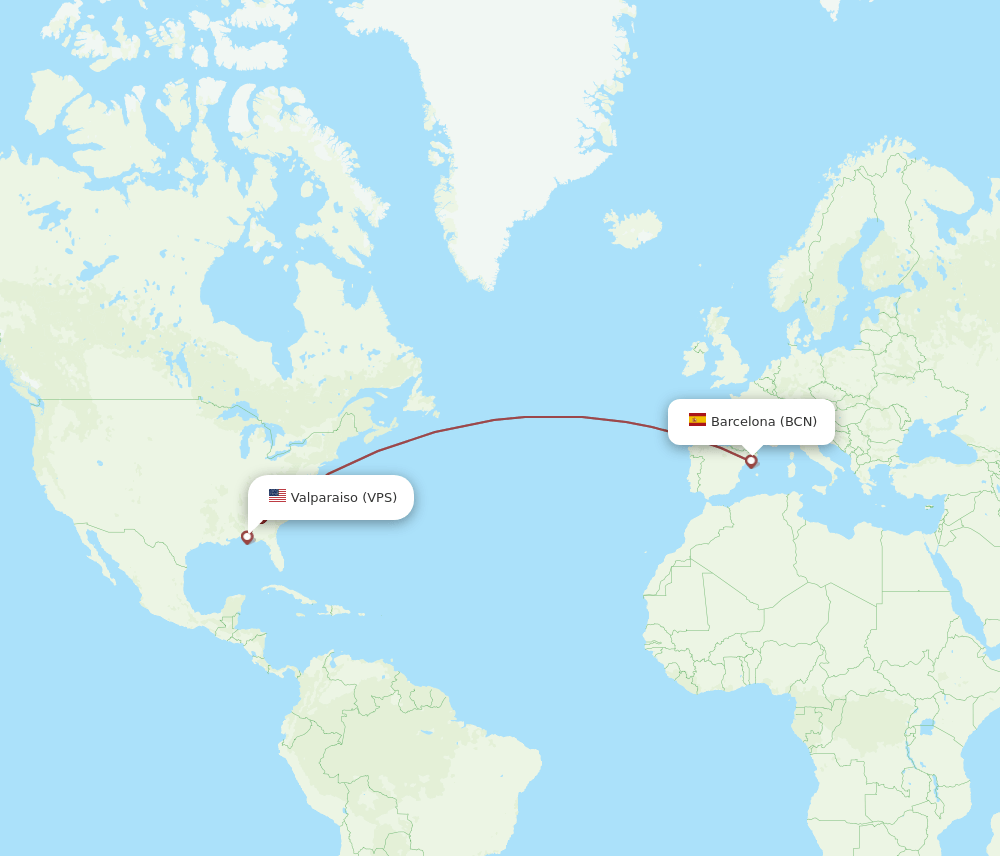 BCN to VPS flights and routes map
