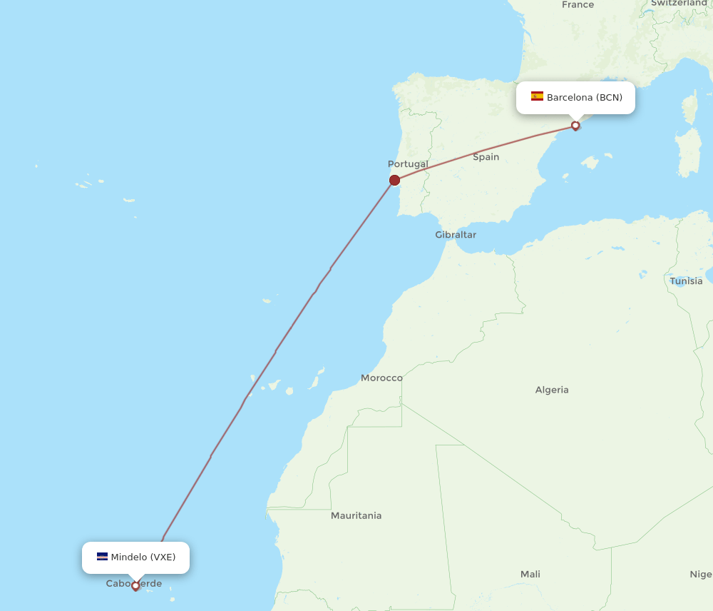 BCN-VXE flight routes