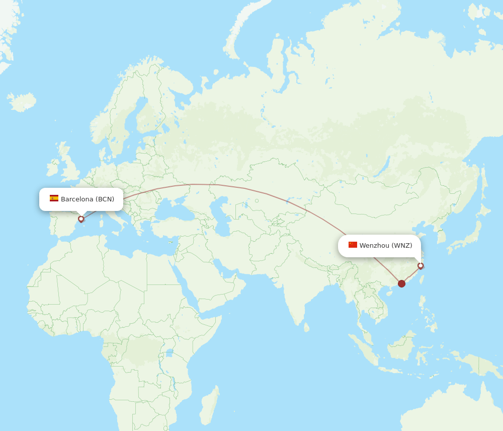 BCN-WNZ flight routes