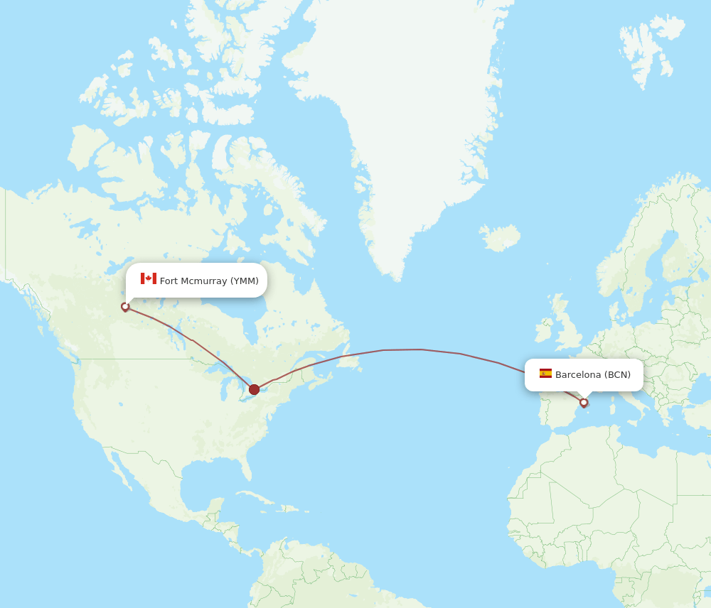 BCN-YMM flight routes