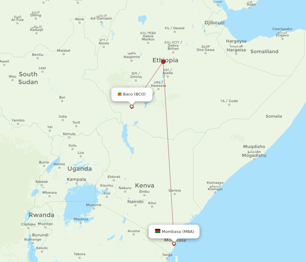 BCO-MBA flight routes