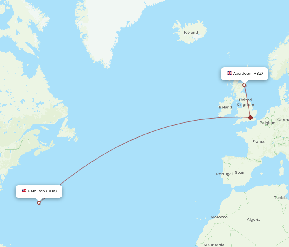 BDA to ABZ flights and routes map