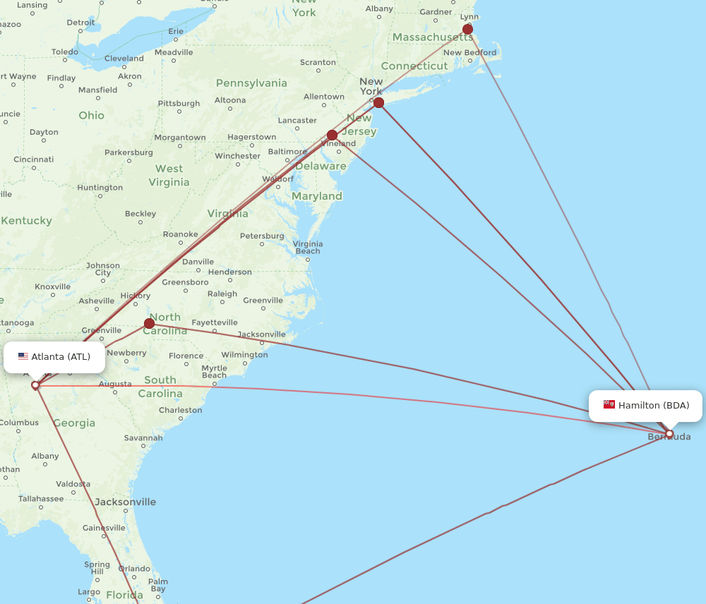 BDA-ATL flight routes