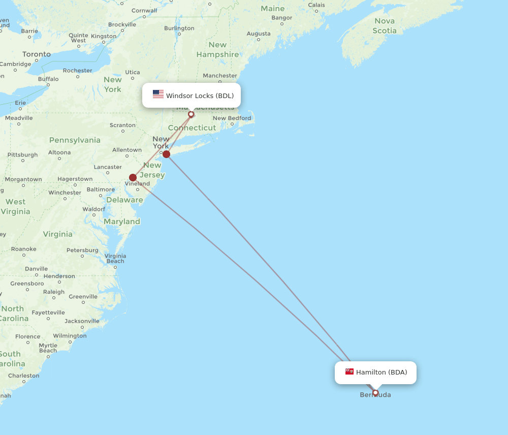 BDA-BDL flight routes