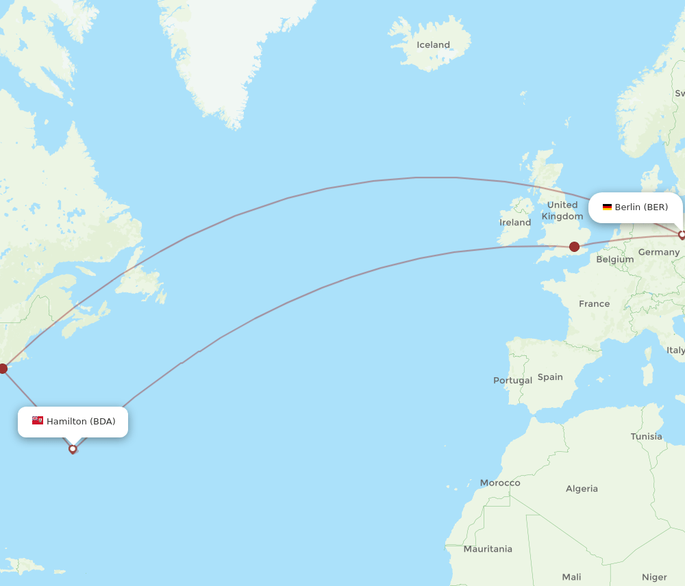 BDA-BER flight routes