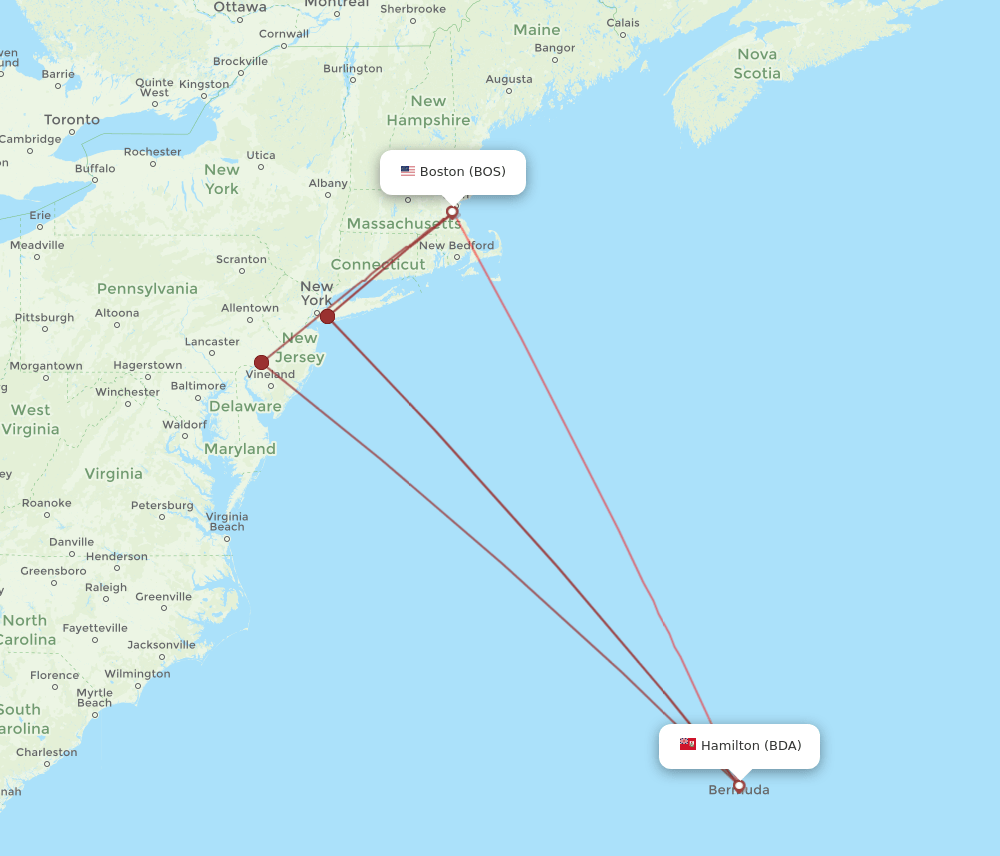 BDA-BOS flight routes