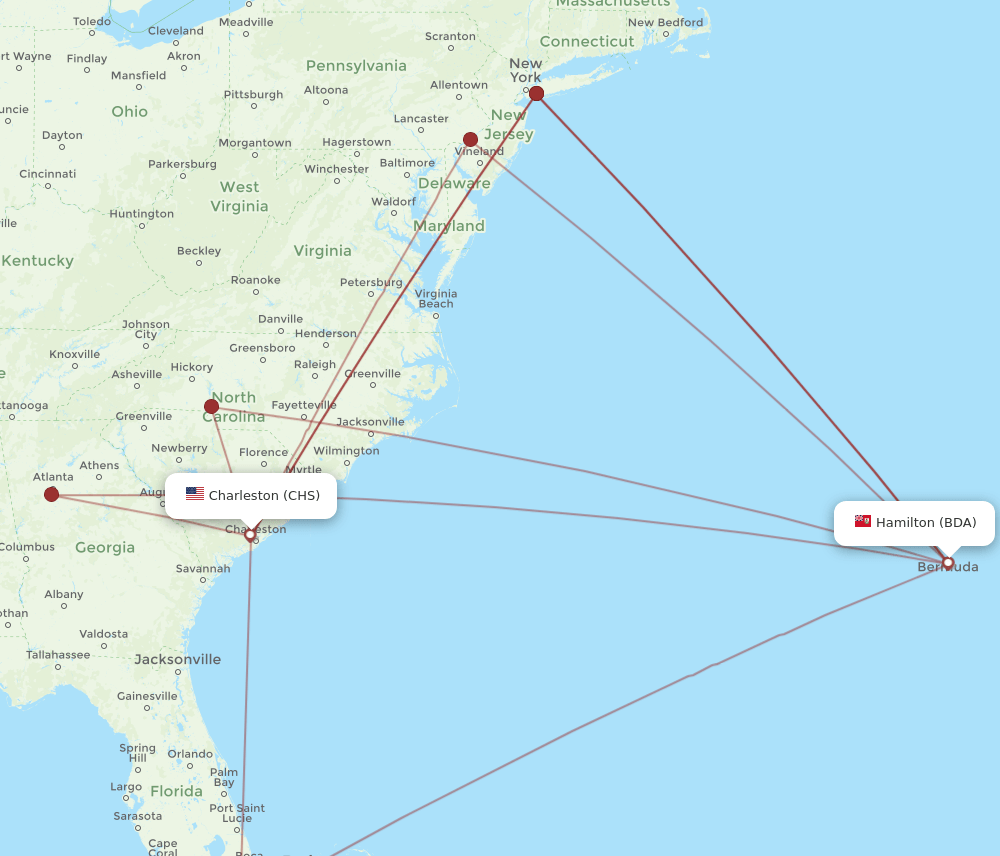 BDA-CHS flight routes