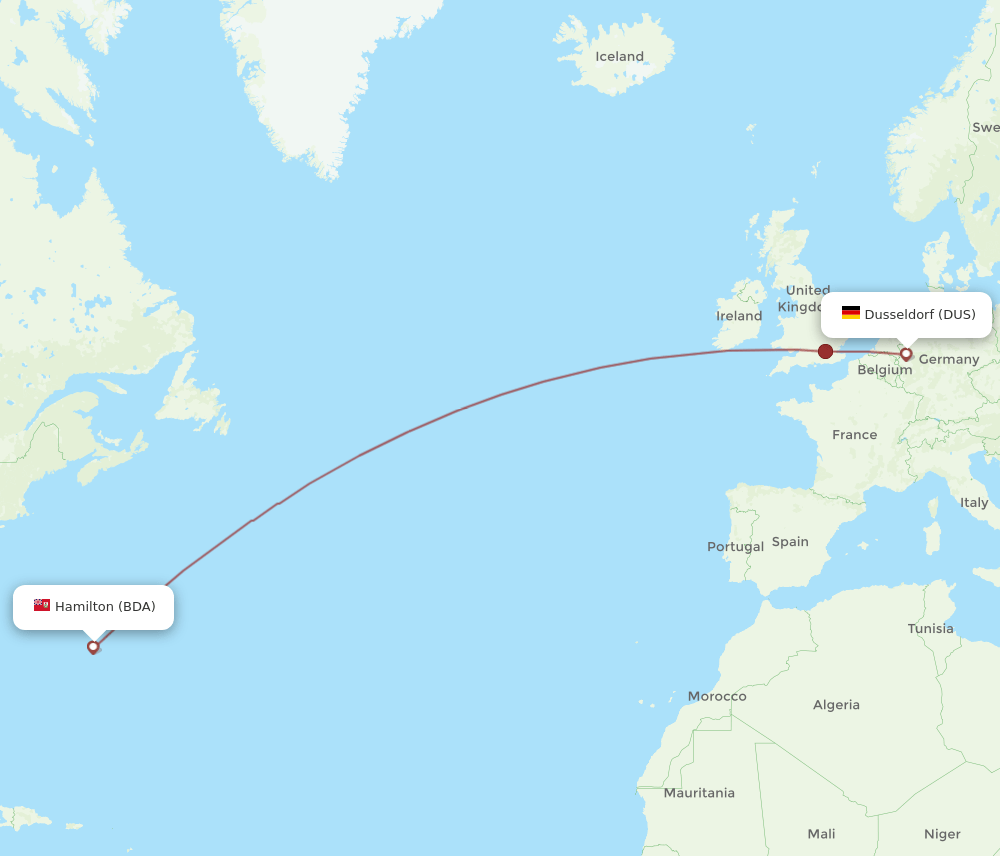 BDA-DUS flight routes