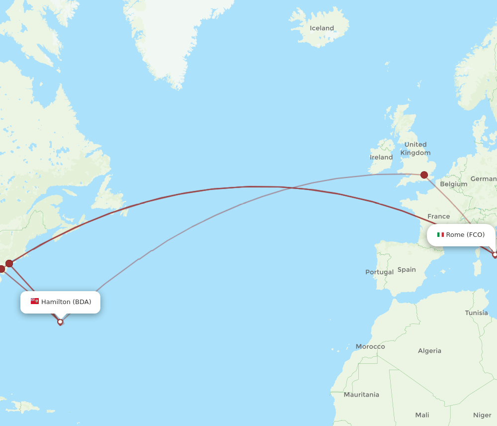 BDA-FCO flight routes