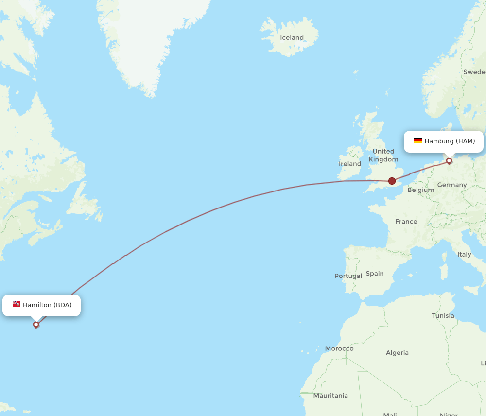 BDA-HAM flight routes