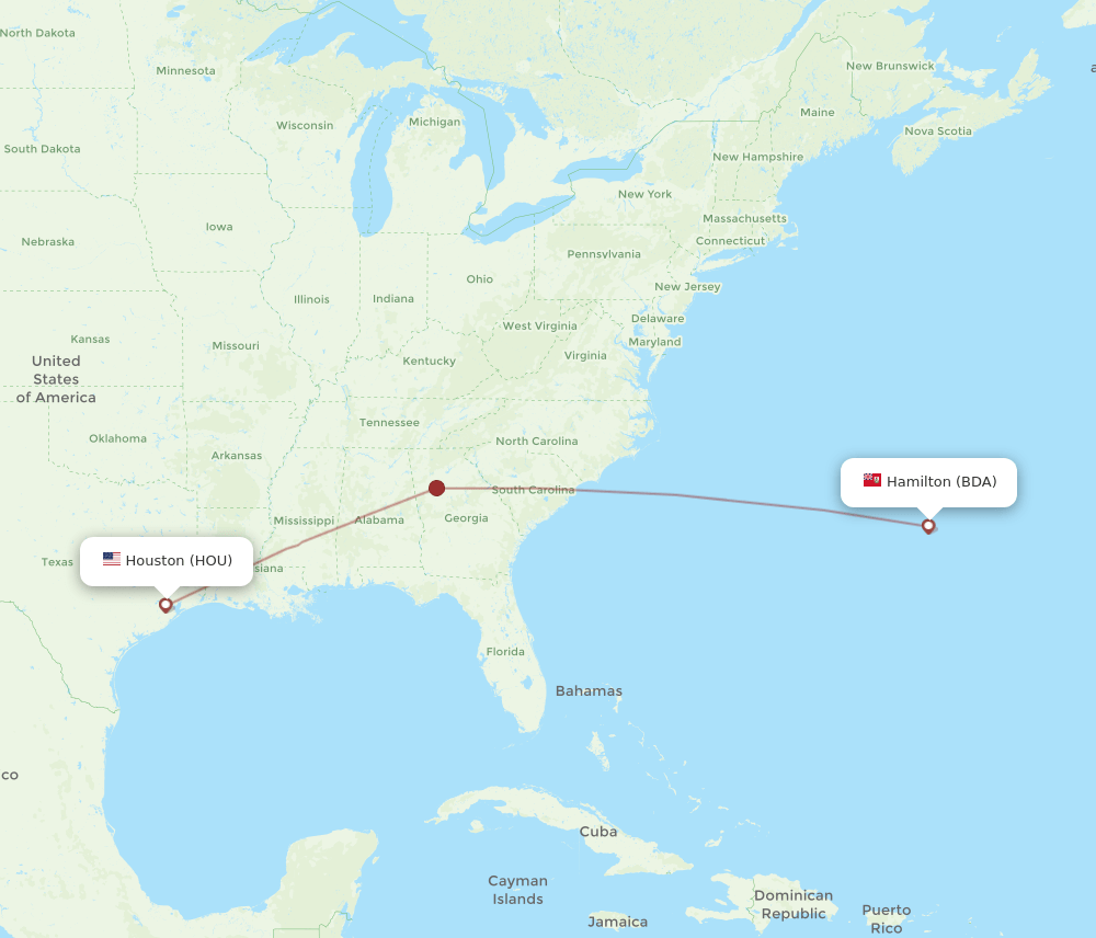 BDA-HOU flight routes