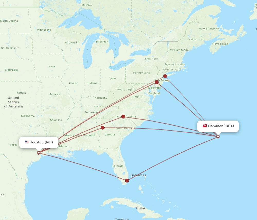 BDA-IAH flight routes