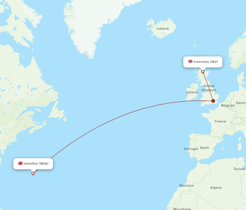 BDA-INV flight routes
