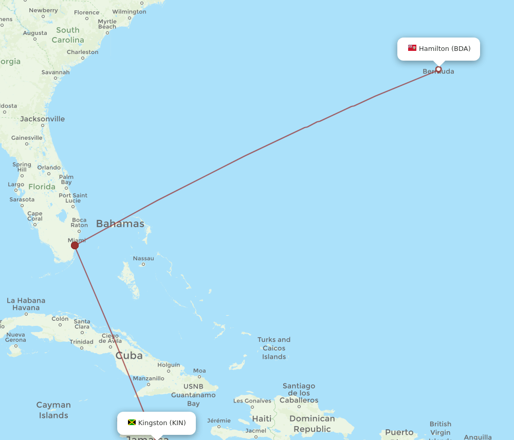 BDA-KIN flight routes