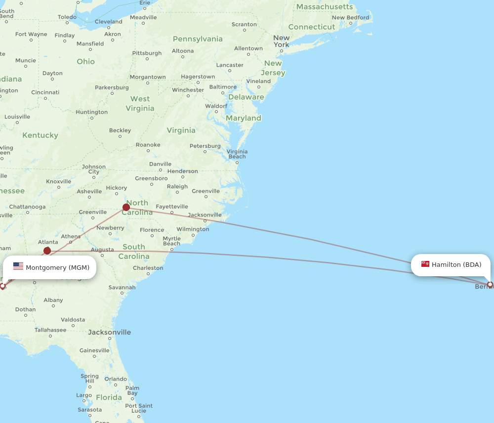 BDA-MGM flight routes