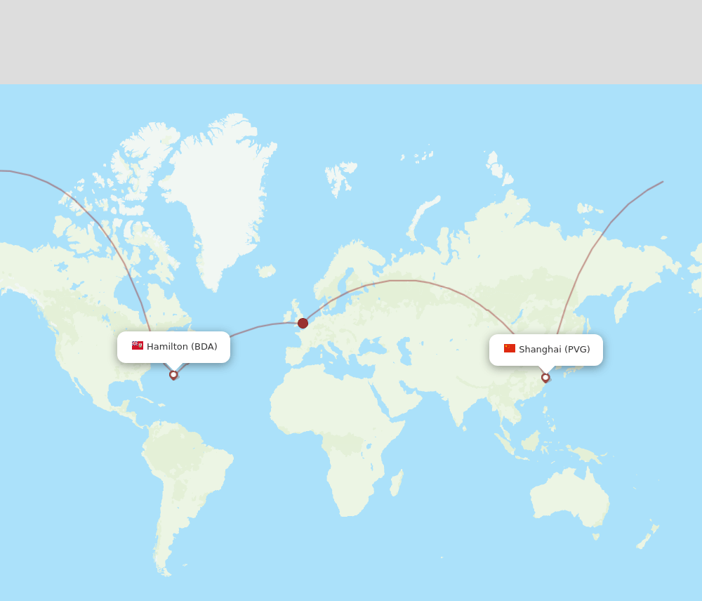 PVG to BDA flights and routes map