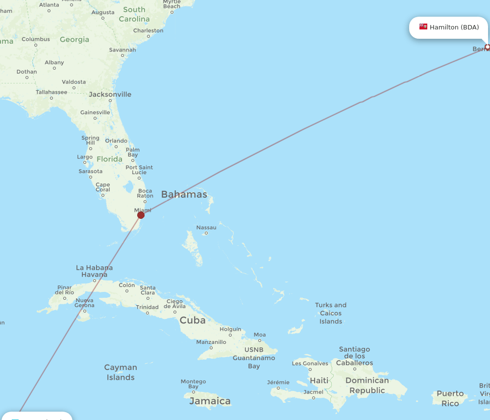 BDA-RTB flight routes