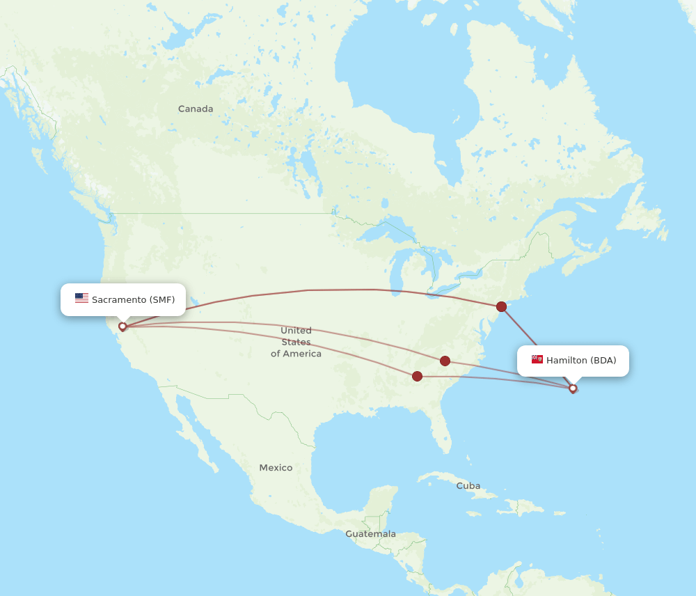 BDA-SMF flight routes