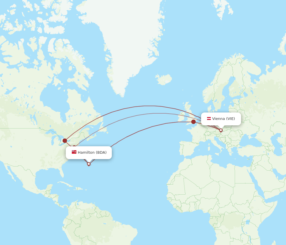 BDA to VIE flights and routes map