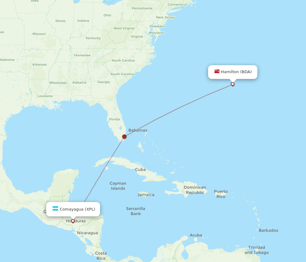BDA-XPL flight routes