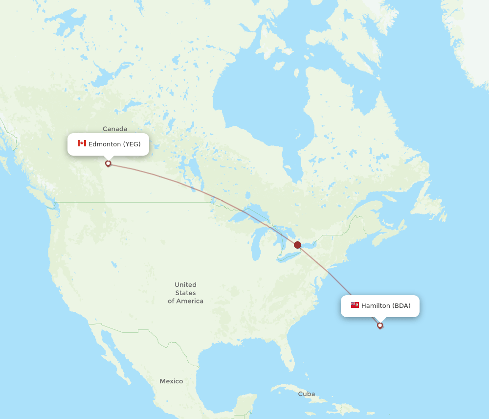 BDA-YEG flight routes