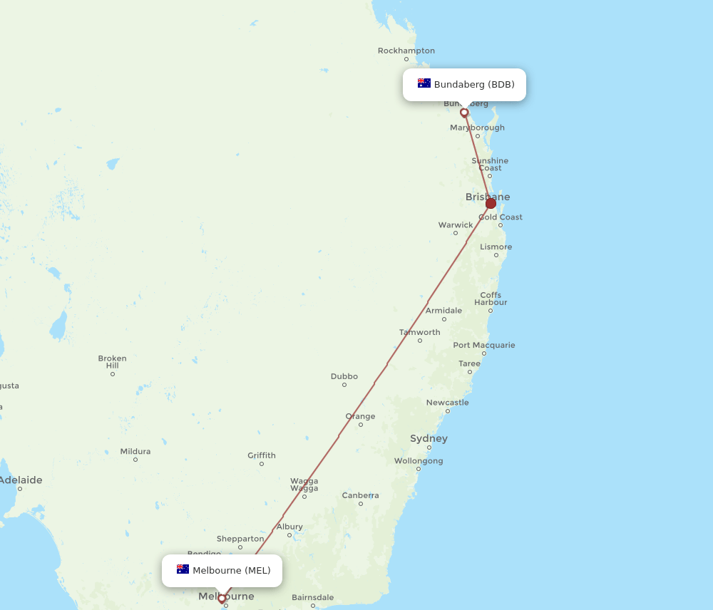 BDB-MEL flight routes