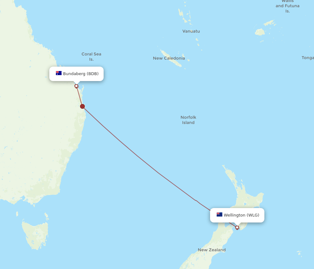 BDB-WLG flight routes