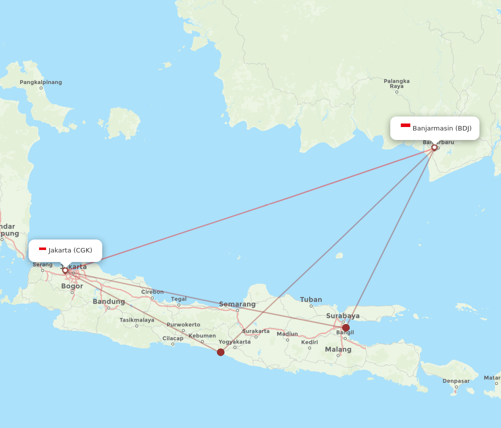 BDJ to CGK flights and routes map