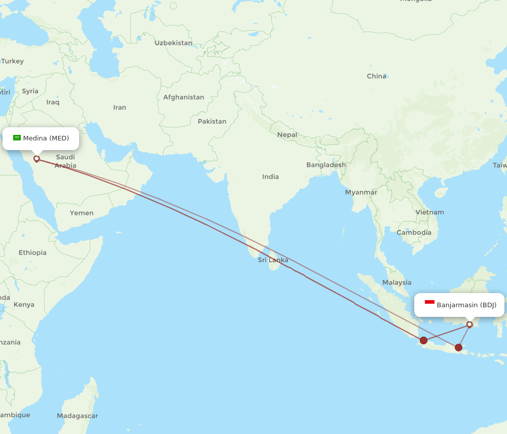 BDJ-MED flight routes