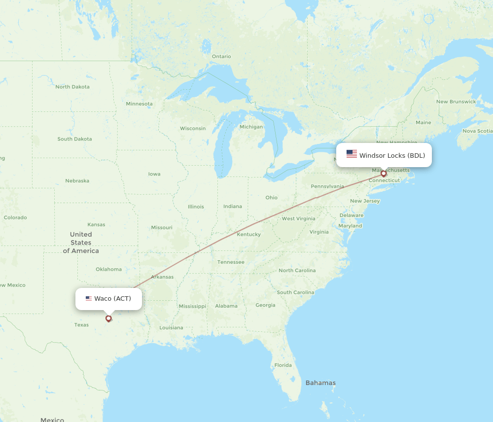 BDL-ACT flight routes