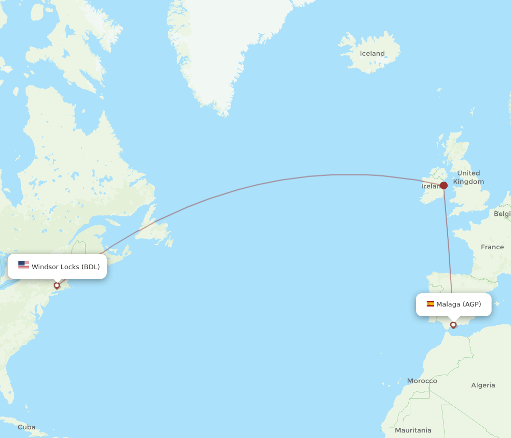 BDL-AGP flight routes