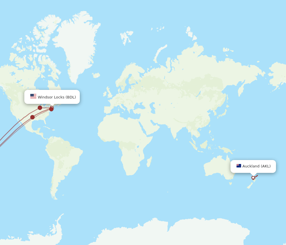 BDL-AKL flight routes