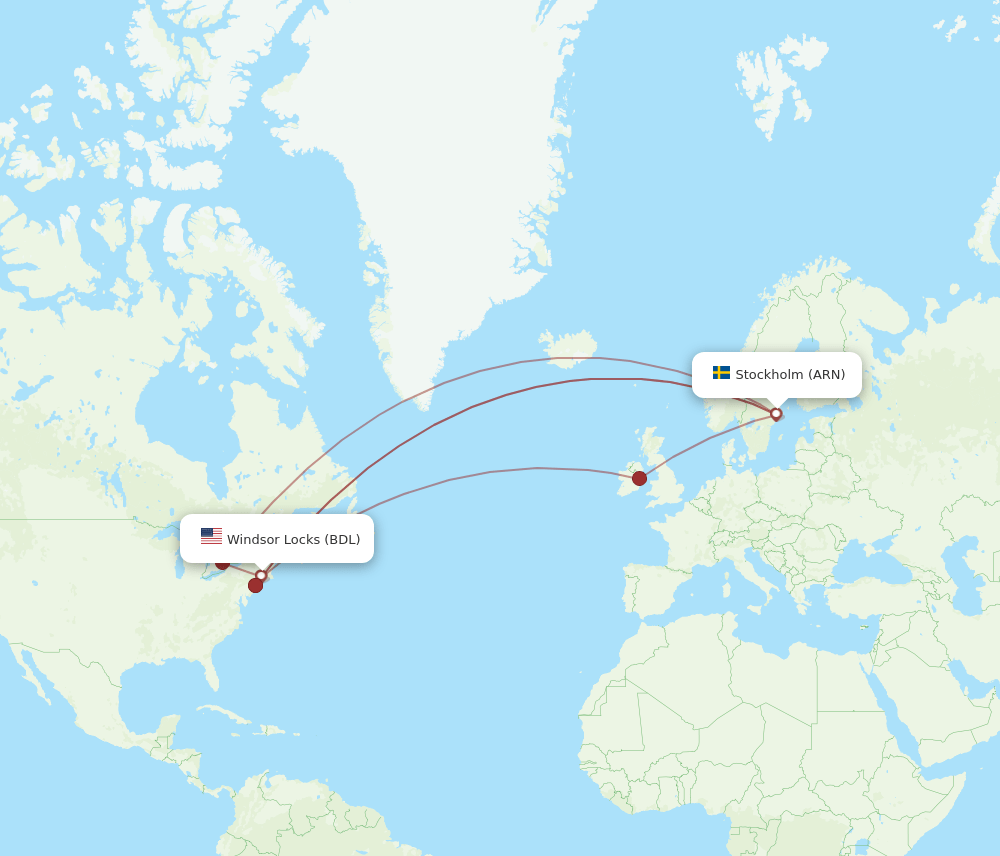 BDL-ARN flight routes