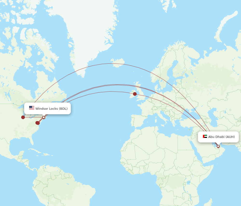 BDL-AUH flight routes