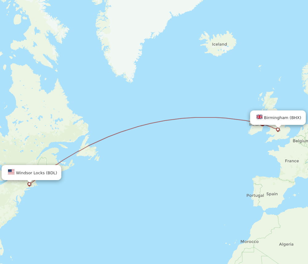 BDL-BHX flight routes