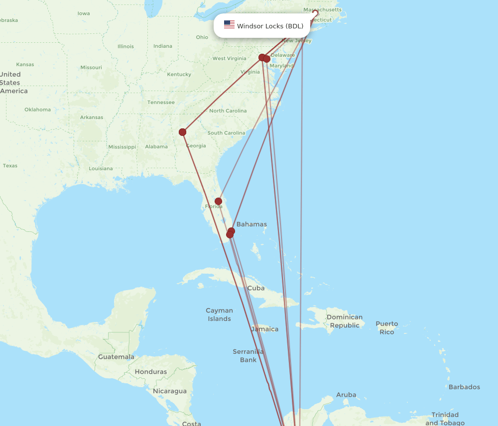 BDL-BOG flight routes