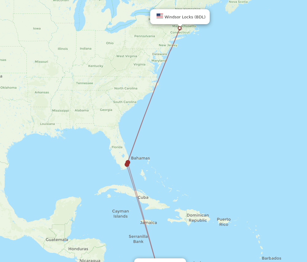 BDL-CTG flight routes