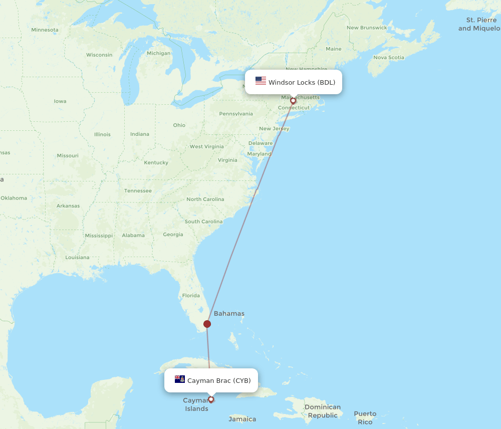 BDL-CYB flight routes