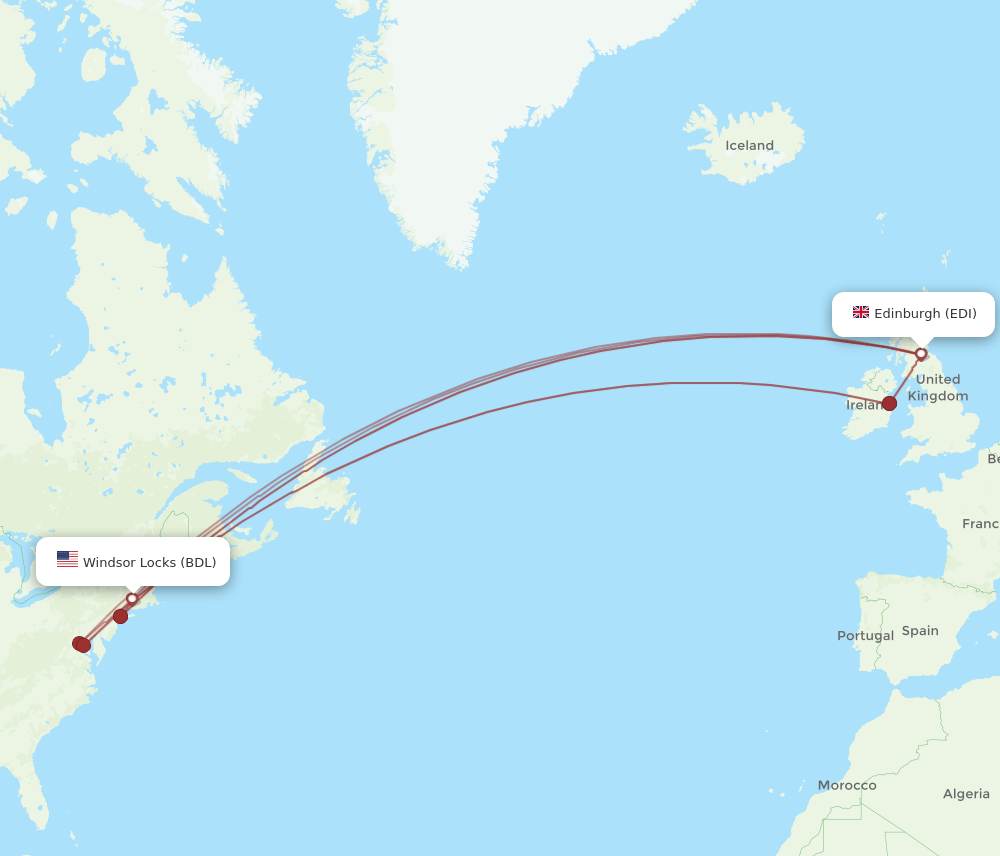 BDL-EDI flight routes