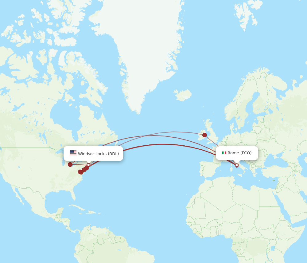BDL-FCO flight routes