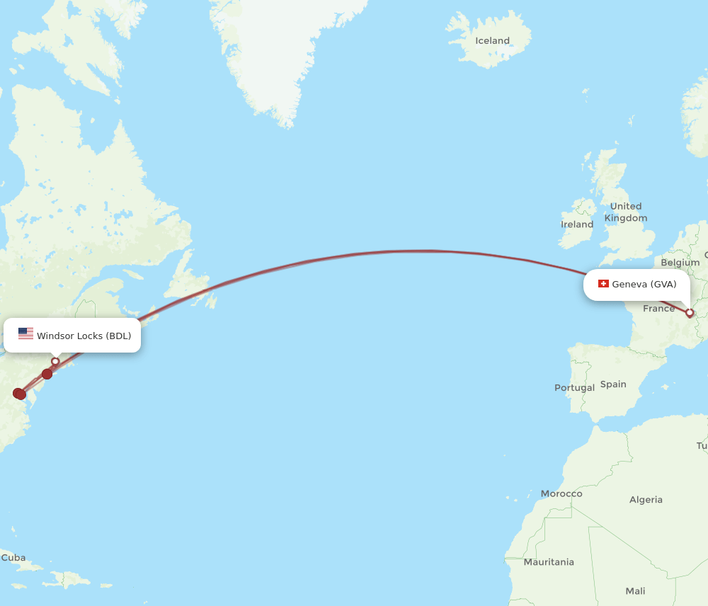BDL-GVA flight routes
