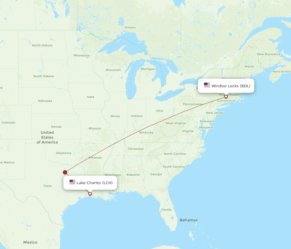 BDL-LCH flight routes