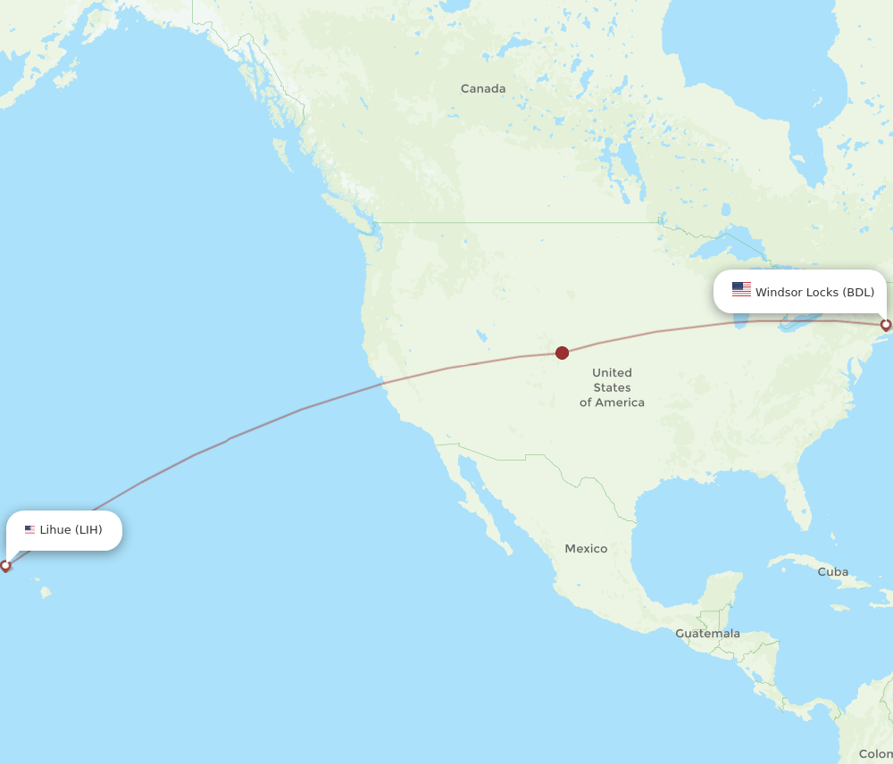 LIH to BDL flights and routes map
