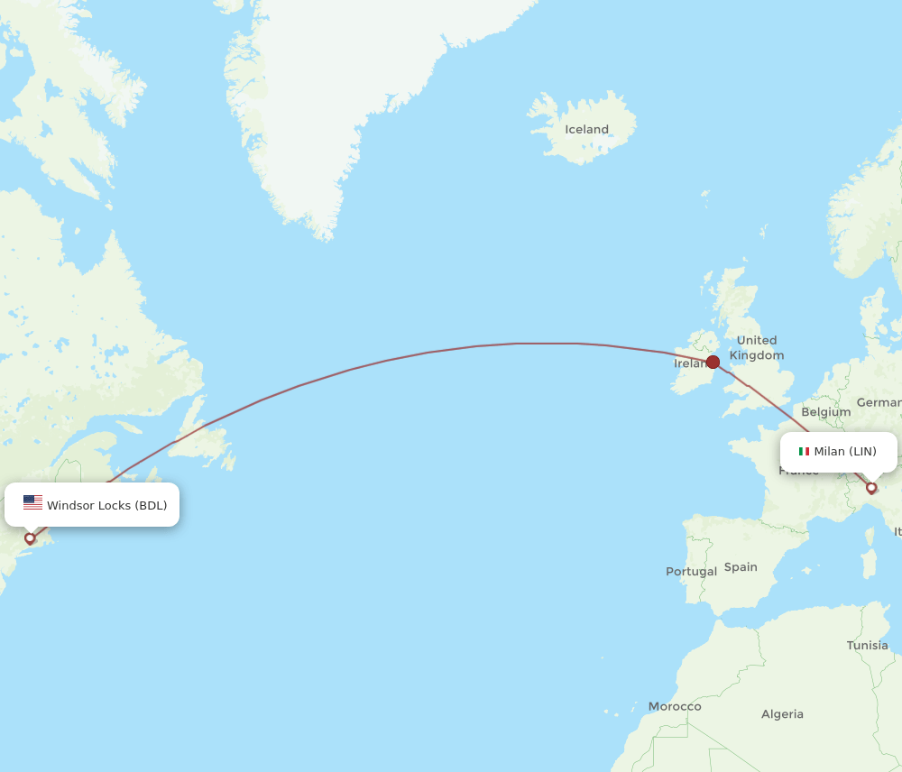 BDL-LIN flight routes