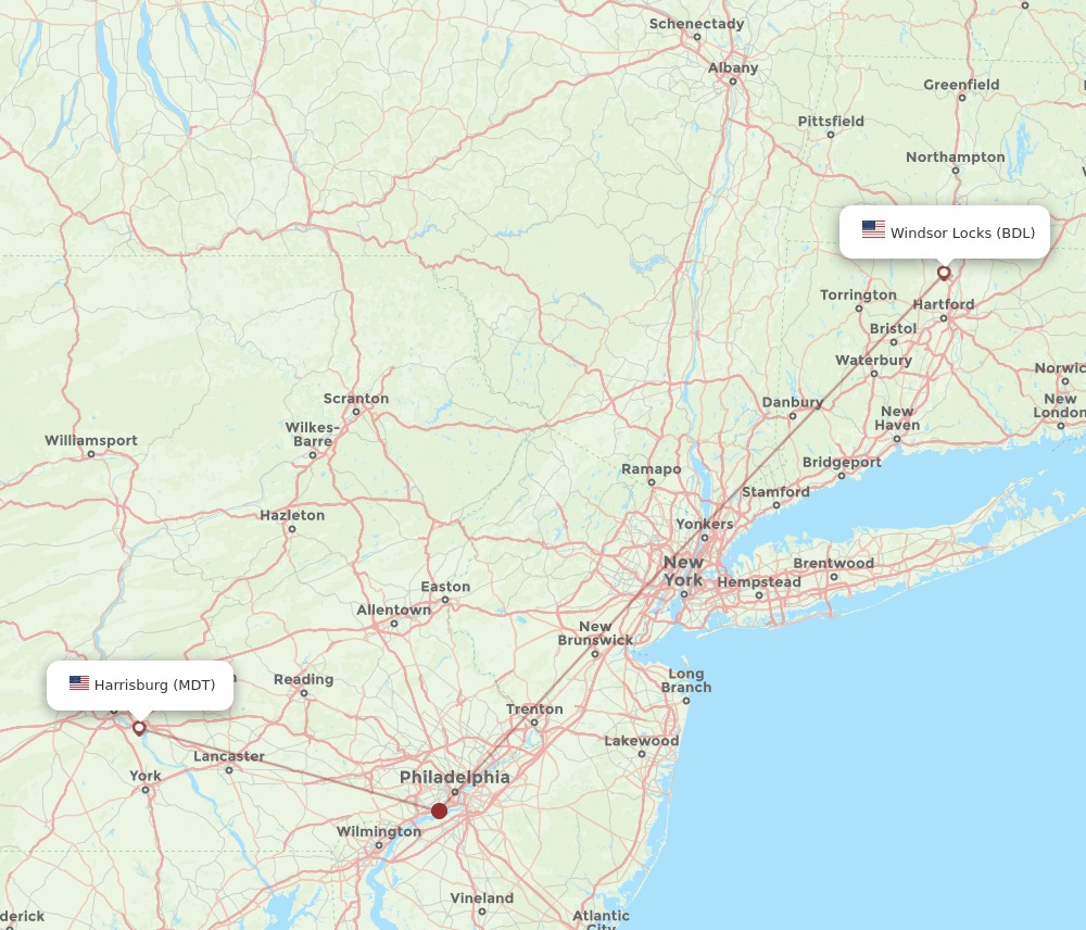 BDL-MDT flight routes