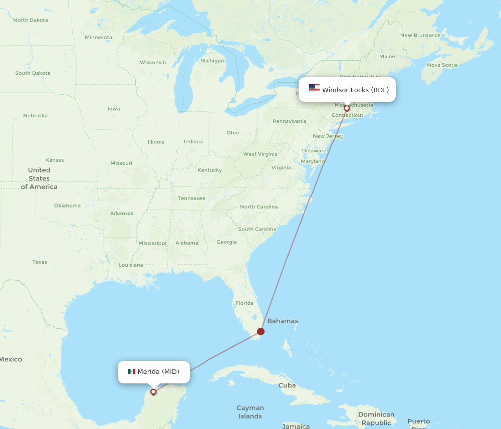 BDL-MID flight routes