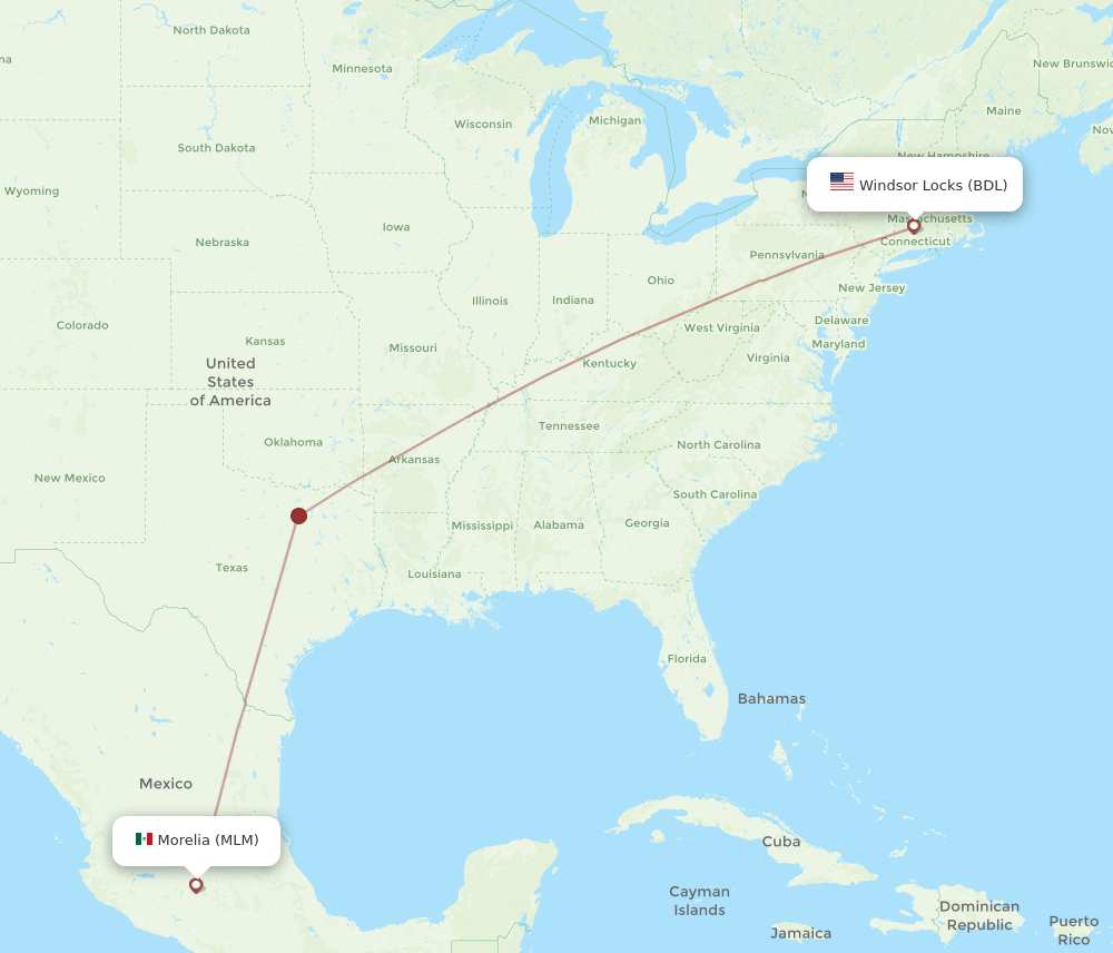 BDL-MLM flight routes