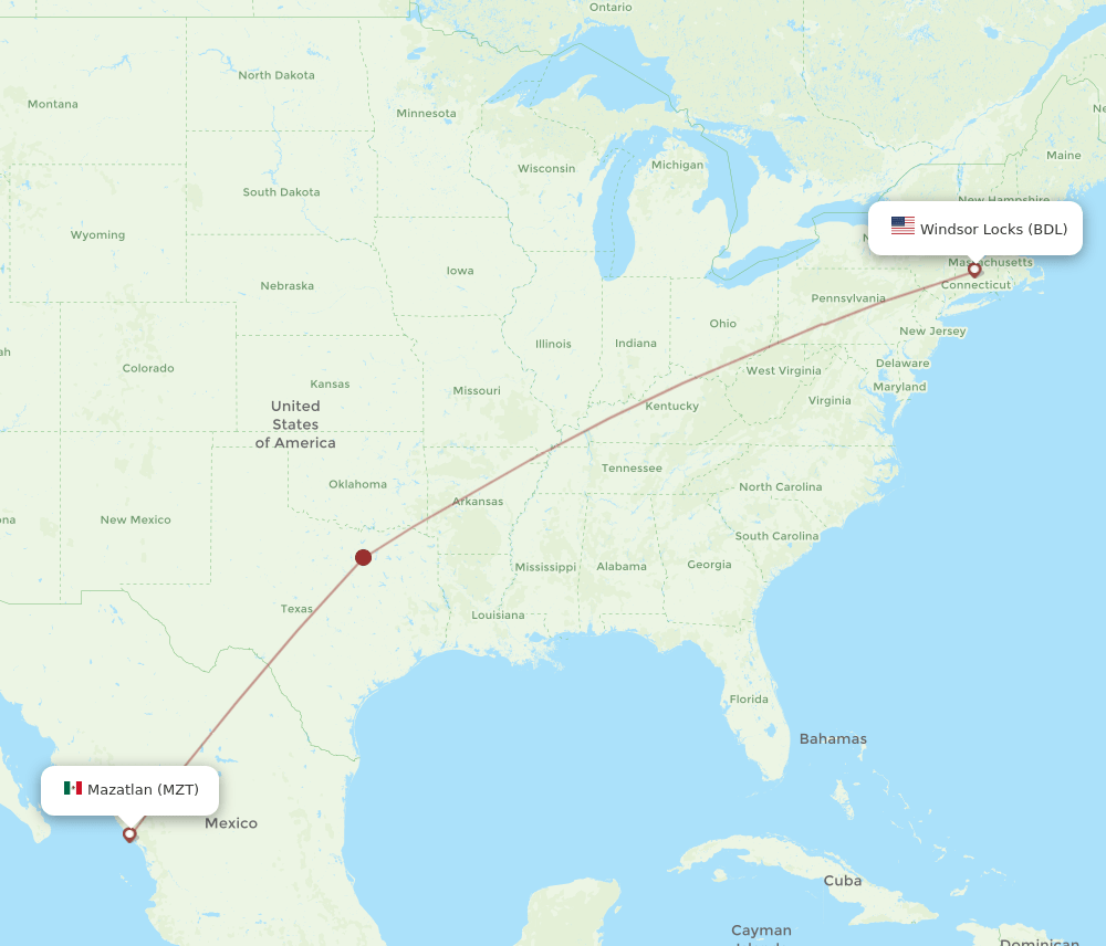 BDL-MZT flight routes
