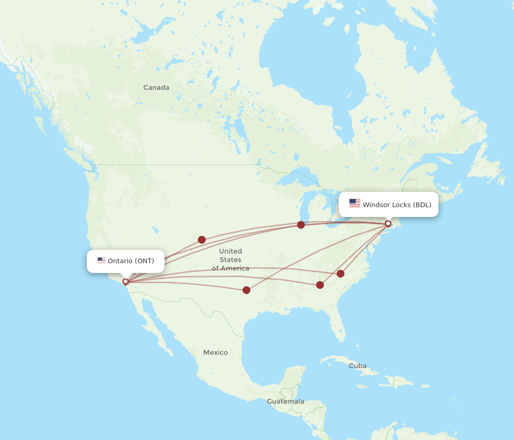 BDL-ONT flight routes